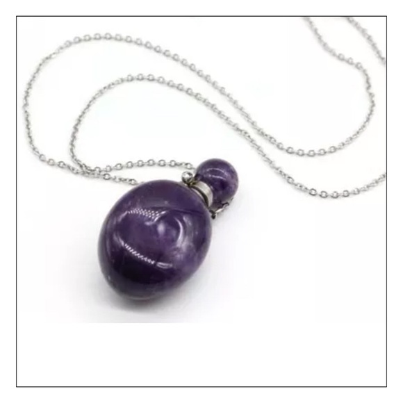 Amethyst Essential Oil/Perfume Bottle Necklace - Picture 2 of 3